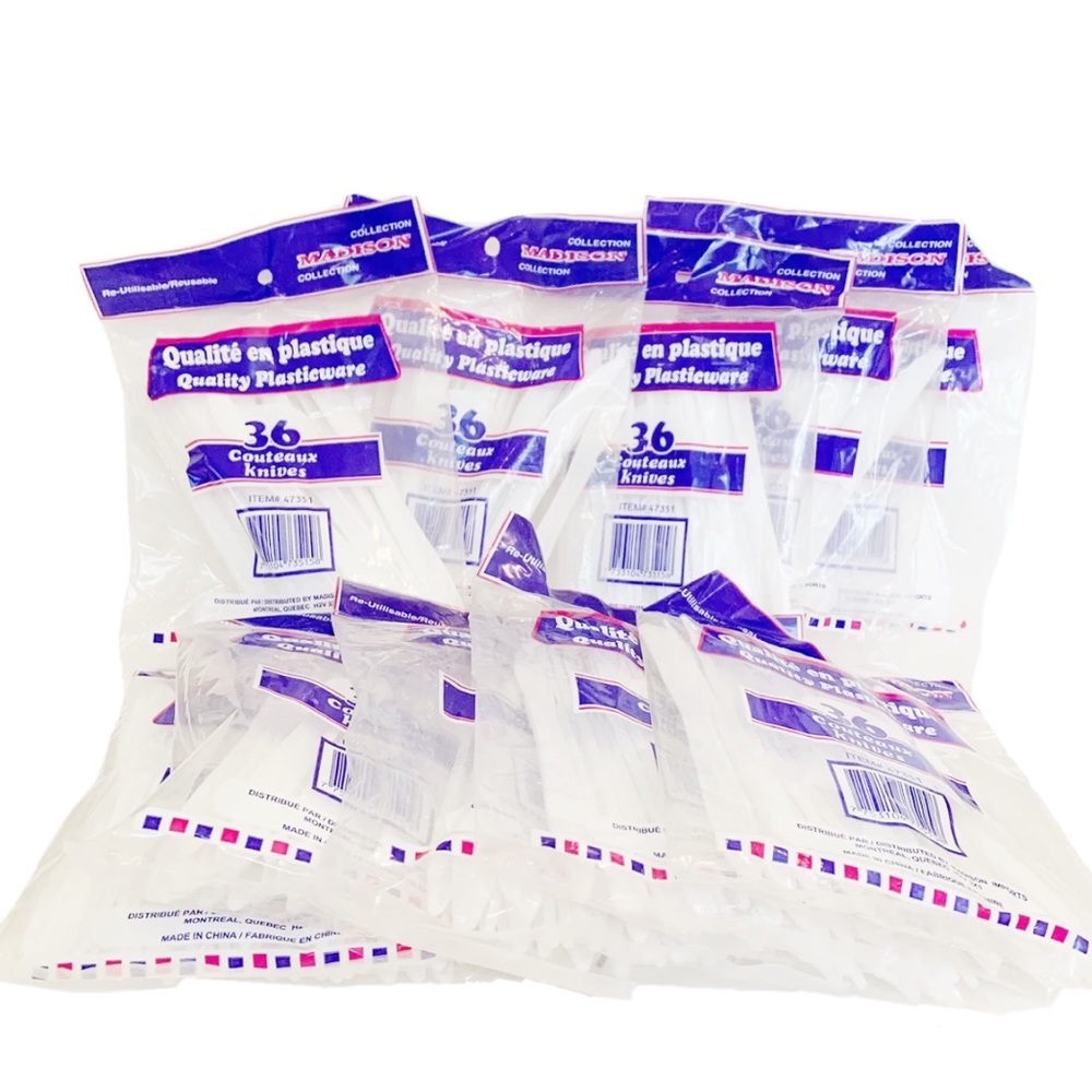 Disposable White Plastic Knives Cutlery 10 Bags of 36 Barbecue Party Event Food